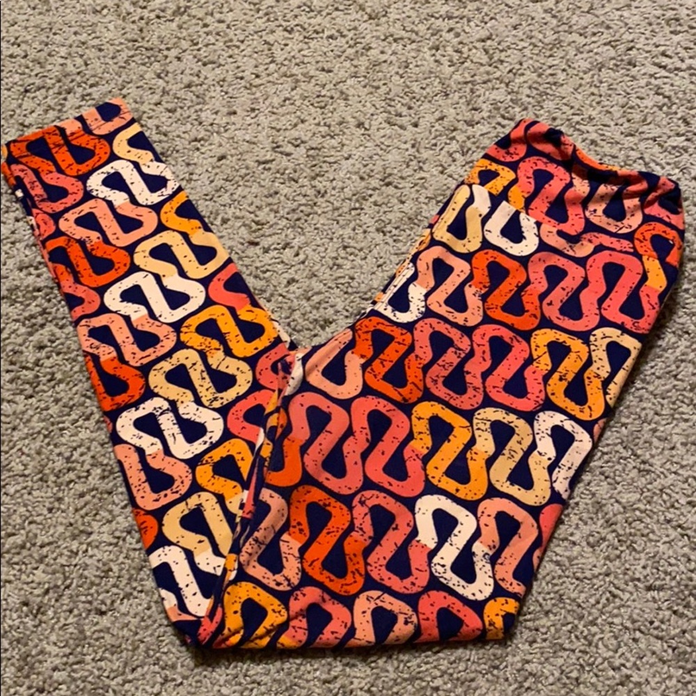 LuLaRoe navy and orange leggings